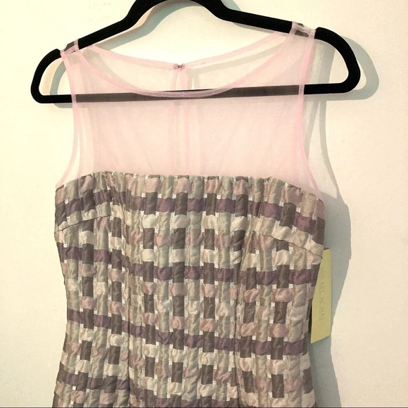 MIKAEL AGHAL‎ Lilac Plaid Dress Sheer Yoke 2 NWT - Picture 2 of 6